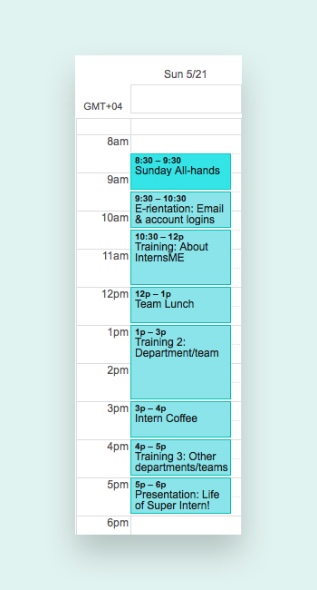 First Day Schedule
